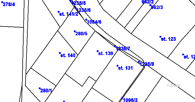 Parcela st. 139 v KÚ Raková u Konice, Katastrální mapa