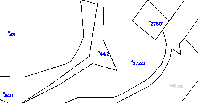 Parcela st. 44/2 v KÚ Raková u Konice, Katastrální mapa