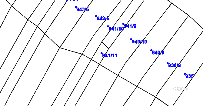 Parcela st. 941/11 v KÚ Raková u Konice, Katastrální mapa