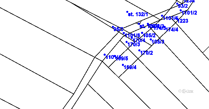 Parcela st. 1101/4 v KÚ Raková u Konice, Katastrální mapa