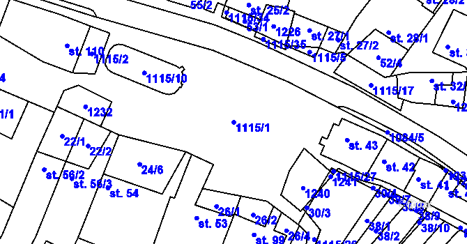 Parcela st. 1115/1 v KÚ Raková u Konice, Katastrální mapa