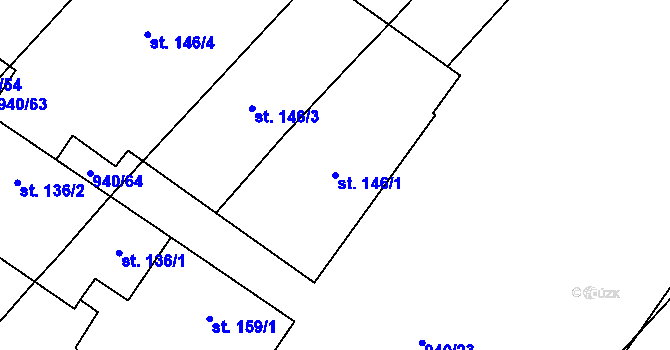 Parcela st. 146/1 v KÚ Raková u Konice, Katastrální mapa