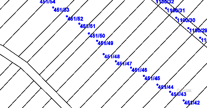 Parcela st. 451/48 v KÚ Raková u Konice, Katastrální mapa