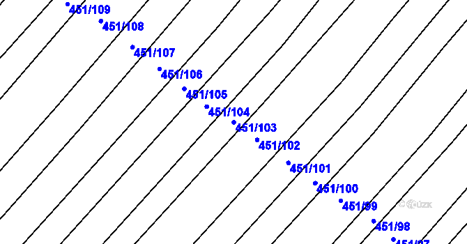 Parcela st. 451/103 v KÚ Raková u Konice, Katastrální mapa