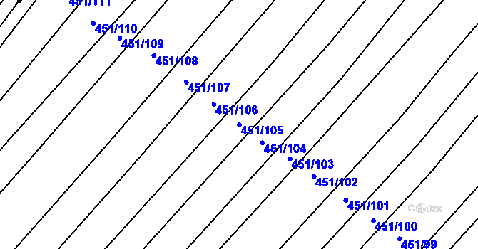 Parcela st. 451/105 v KÚ Raková u Konice, Katastrální mapa
