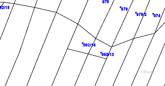 Parcela st. 992/14 v KÚ Raková u Konice, Katastrální mapa