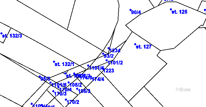 Parcela st. 93/2 v KÚ Raková u Konice, Katastrální mapa