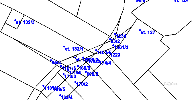 Parcela st. 1101/5 v KÚ Raková u Konice, Katastrální mapa