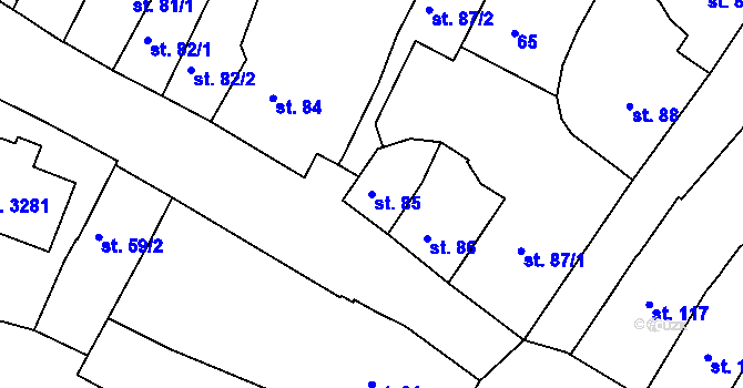 Parcela st. 85 v KÚ Rakovník, Katastrální mapa