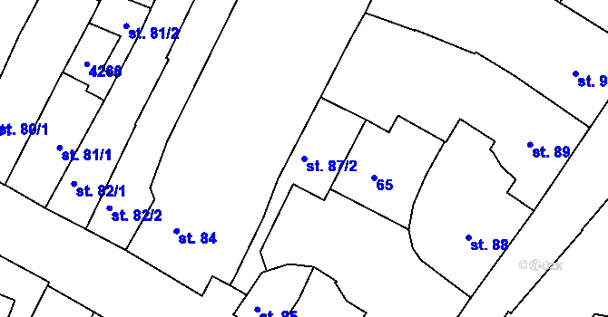 Parcela st. 87/2 v KÚ Rakovník, Katastrální mapa