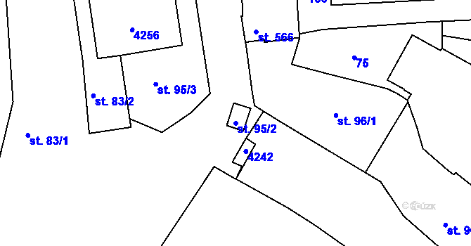 Parcela st. 95/2 v KÚ Rakovník, Katastrální mapa