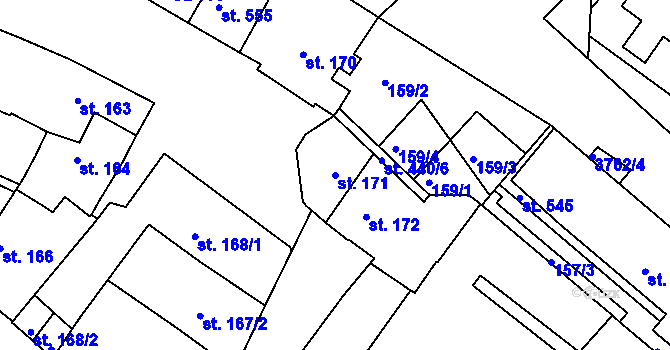 Parcela st. 171 v KÚ Rakovník, Katastrální mapa
