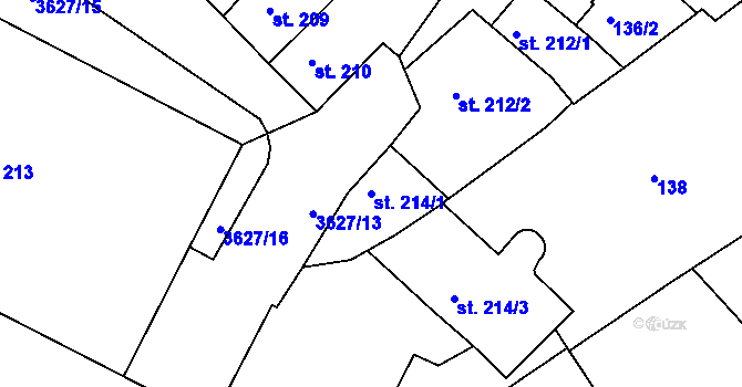 Parcela st. 214/1 v KÚ Rakovník, Katastrální mapa