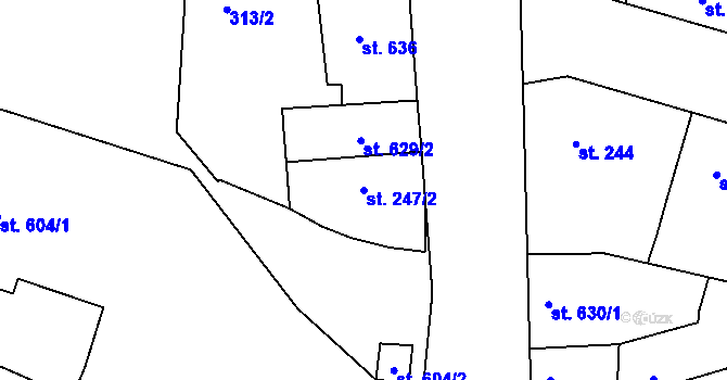 Parcela st. 247/2 v KÚ Rakovník, Katastrální mapa