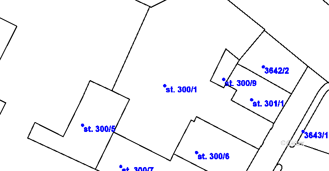 Parcela st. 300/1 v KÚ Rakovník, Katastrální mapa