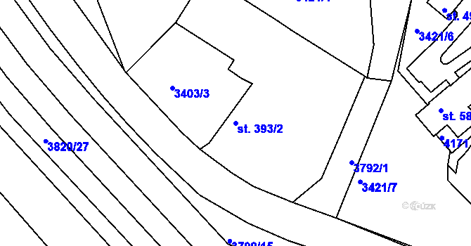Parcela st. 393/2 v KÚ Rakovník, Katastrální mapa