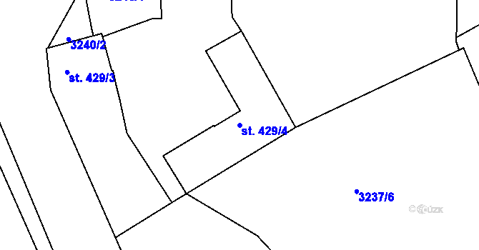Parcela st. 429/4 v KÚ Rakovník, Katastrální mapa