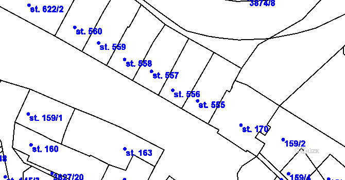Parcela st. 556 v KÚ Rakovník, Katastrální mapa