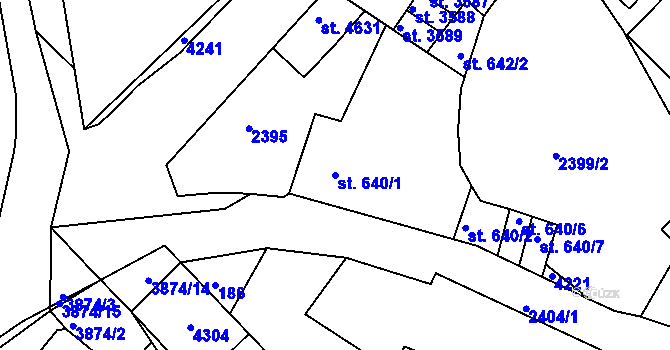 Parcela st. 640/1 v KÚ Rakovník, Katastrální mapa