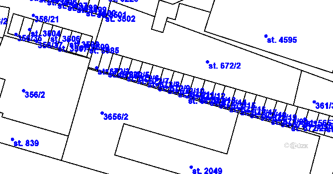 Parcela st. 672/10 v KÚ Rakovník, Katastrální mapa