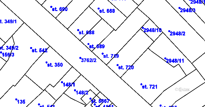 Parcela st. 719 v KÚ Rakovník, Katastrální mapa