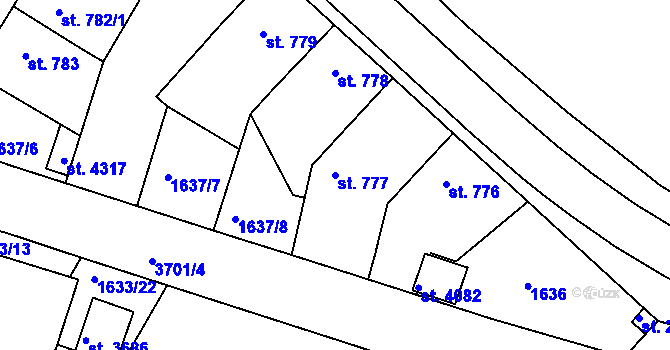 Parcela st. 777 v KÚ Rakovník, Katastrální mapa