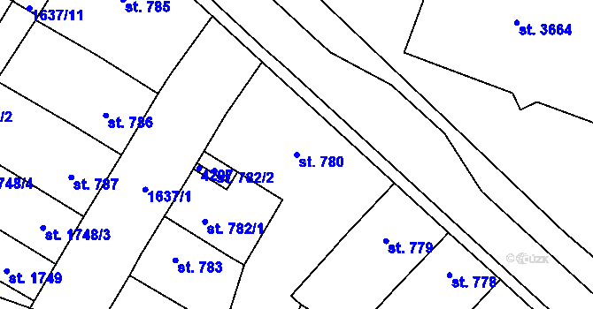 Parcela st. 780 v KÚ Rakovník, Katastrální mapa