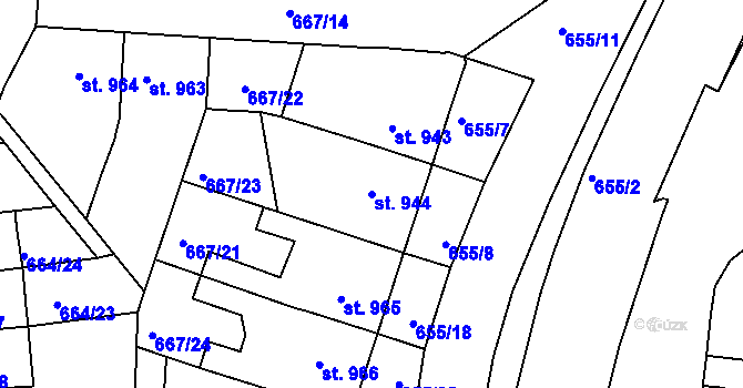 Parcela st. 944 v KÚ Rakovník, Katastrální mapa