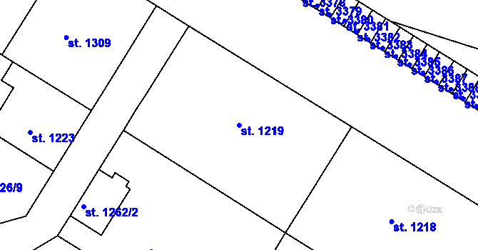 Parcela st. 1219 v KÚ Rakovník, Katastrální mapa