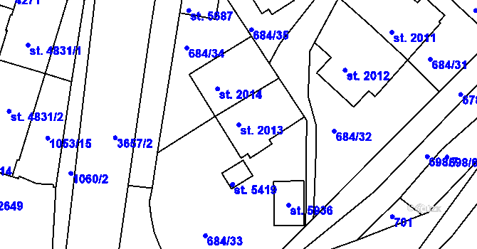 Parcela st. 2013 v KÚ Rakovník, Katastrální mapa