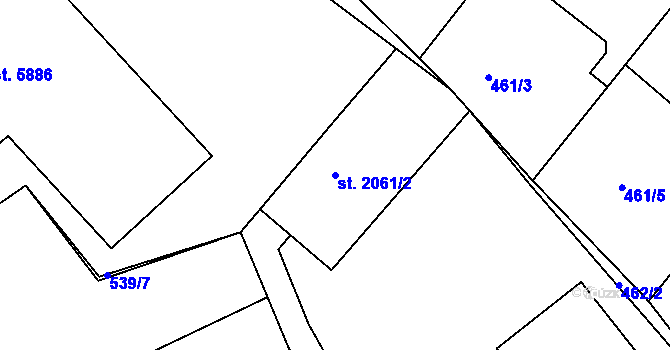 Parcela st. 2061/2 v KÚ Rakovník, Katastrální mapa