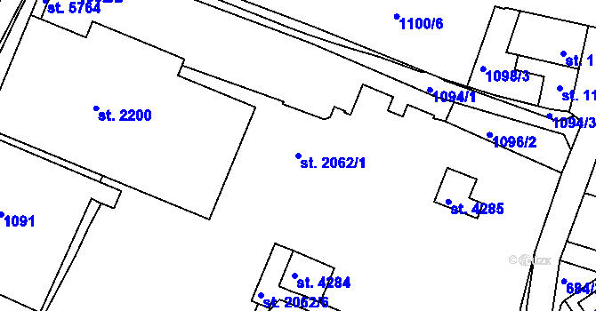 Parcela st. 2062/1 v KÚ Rakovník, Katastrální mapa