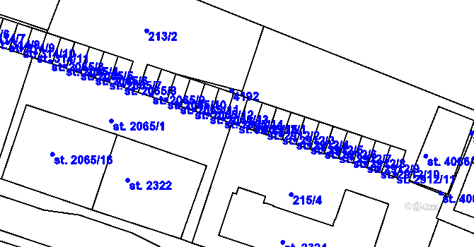 Parcela st. 2065/15 v KÚ Rakovník, Katastrální mapa