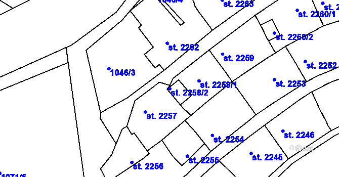 Parcela st. 2258/2 v KÚ Rakovník, Katastrální mapa