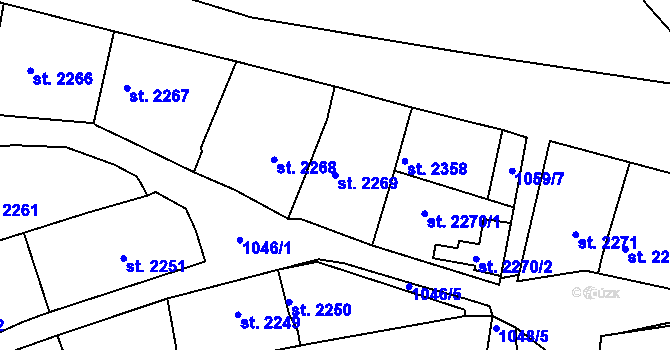 Parcela st. 2269 v KÚ Rakovník, Katastrální mapa