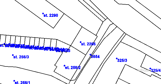 Parcela st. 2286 v KÚ Rakovník, Katastrální mapa