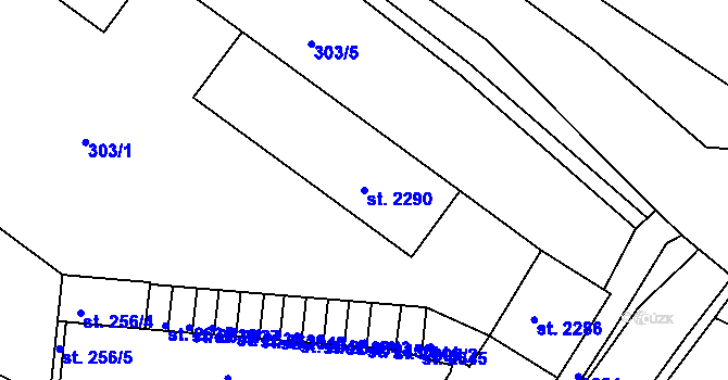 Parcela st. 2290 v KÚ Rakovník, Katastrální mapa