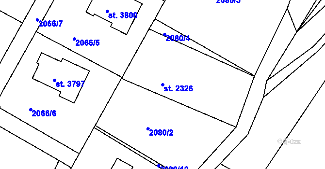 Parcela st. 2326 v KÚ Rakovník, Katastrální mapa