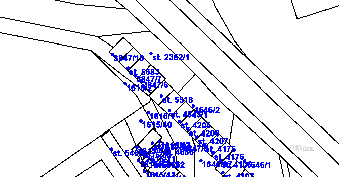 Parcela st. 2352/2 v KÚ Rakovník, Katastrální mapa