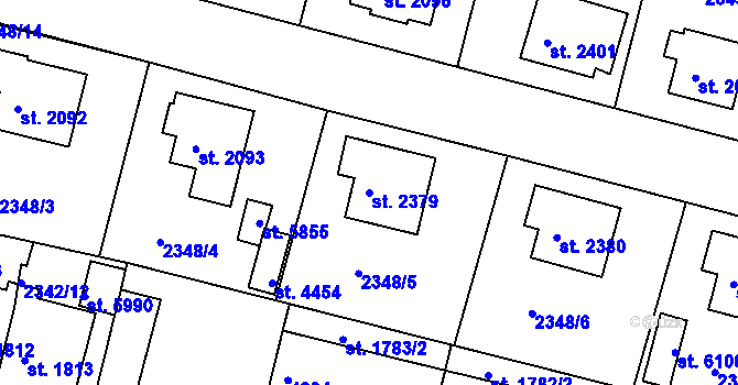 Parcela st. 2379 v KÚ Rakovník, Katastrální mapa