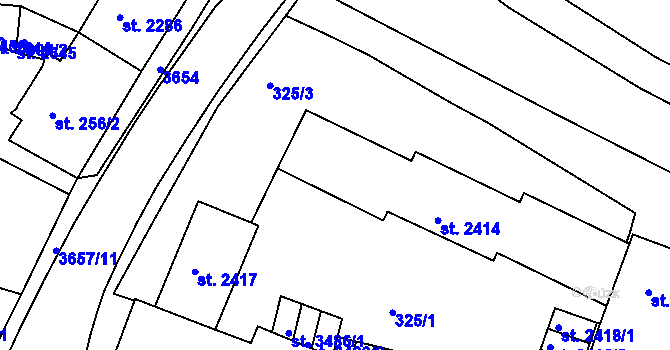 Parcela st. 2416 v KÚ Rakovník, Katastrální mapa