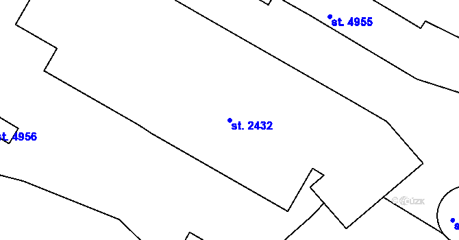 Parcela st. 2432 v KÚ Rakovník, Katastrální mapa