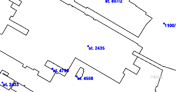 Parcela st. 2435 v KÚ Rakovník, Katastrální mapa