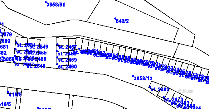 Parcela st. 2465 v KÚ Rakovník, Katastrální mapa