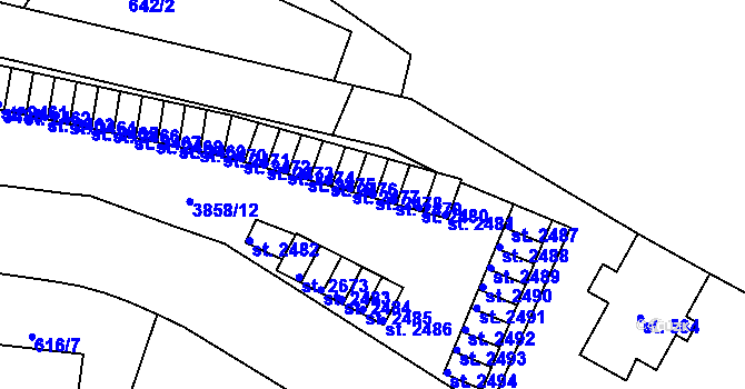 Parcela st. 2478 v KÚ Rakovník, Katastrální mapa