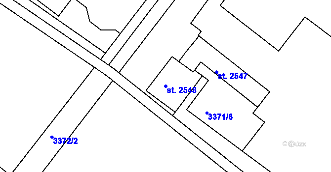 Parcela st. 2548 v KÚ Rakovník, Katastrální mapa