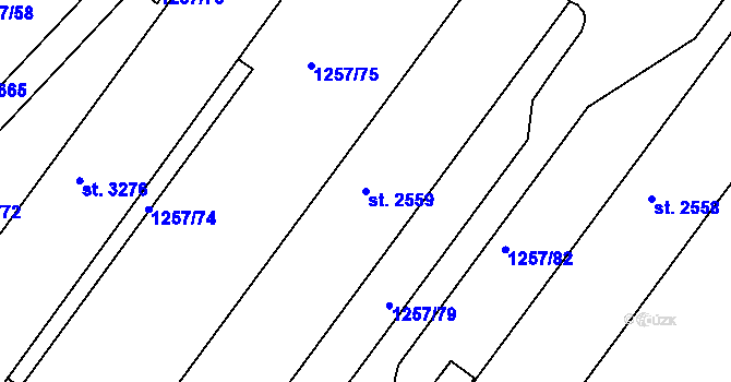 Parcela st. 2559 v KÚ Rakovník, Katastrální mapa