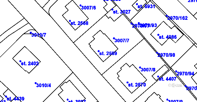 Parcela st. 2569 v KÚ Rakovník, Katastrální mapa