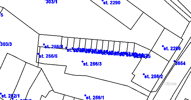 Parcela st. 2640 v KÚ Rakovník, Katastrální mapa
