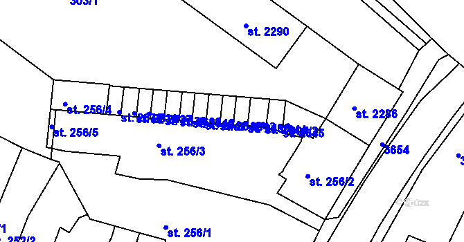 Parcela st. 2643 v KÚ Rakovník, Katastrální mapa